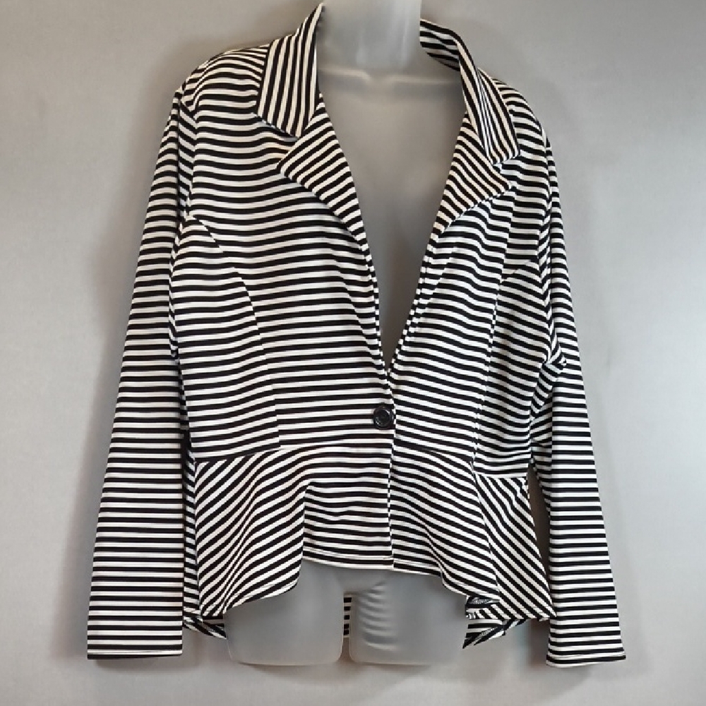 Freedom Black White Striped Women's Blazer NWT